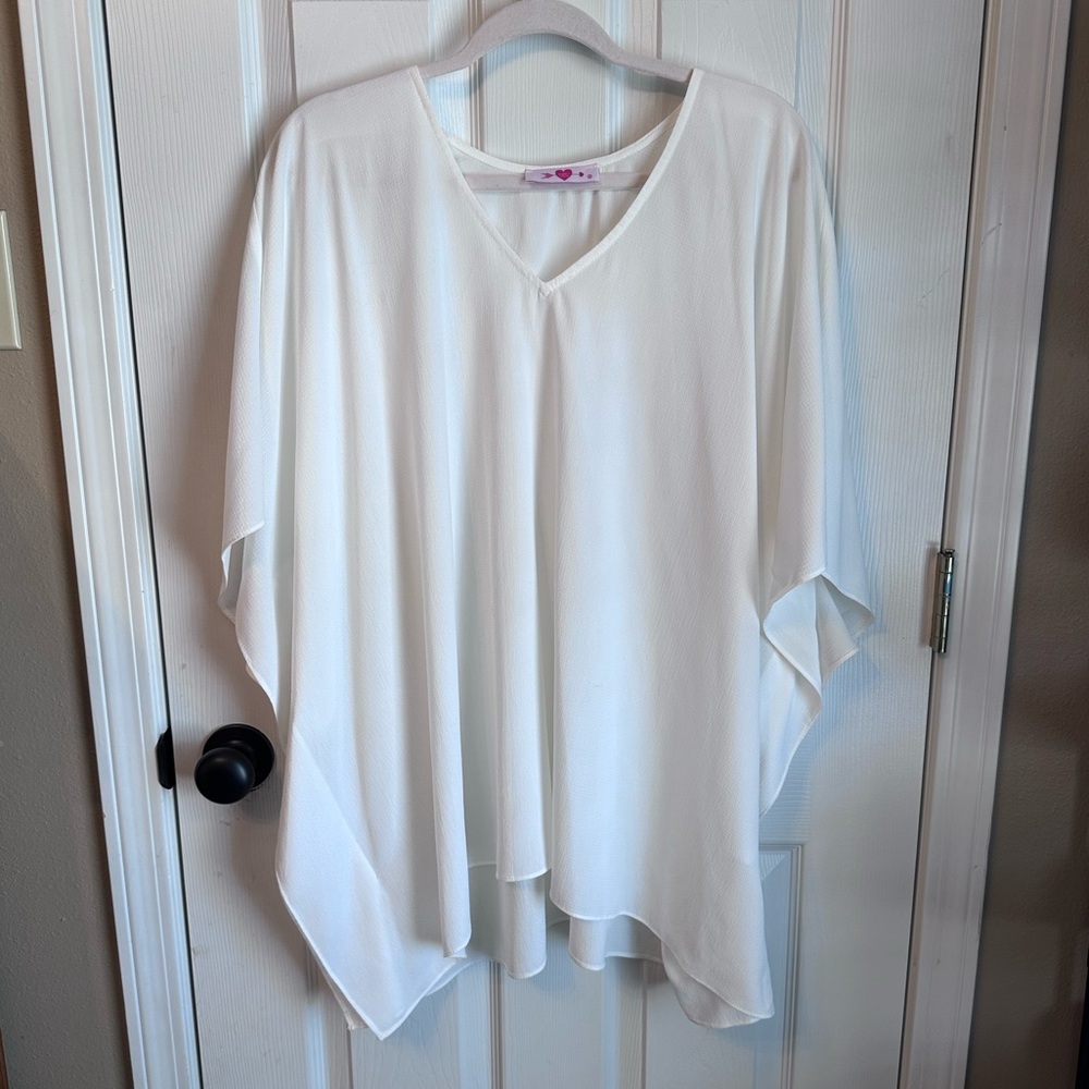 White V-Neck Women's Top
